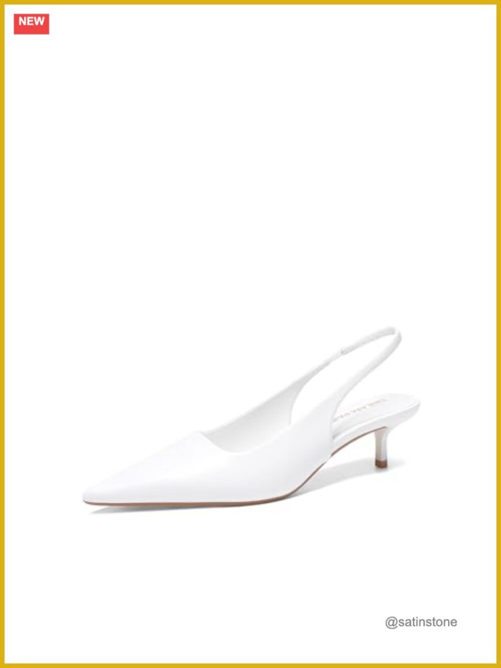 Faux Leather Kitten Slingback Pumps Pointed Toe Heels Office Party